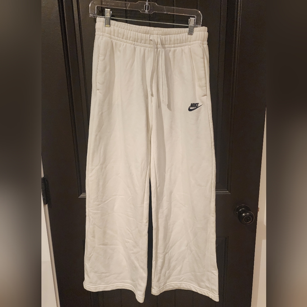 Womens White Nike Fleece Sweatpants, Size S